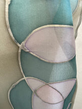Load image into Gallery viewer, Bubbles Design Hand Painted Silk Neck Scarf in Grey Teal