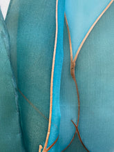 Load image into Gallery viewer, Flames Design Hand Painted Silk Neck Scarf in Green Teal Turquoise