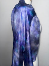Load image into Gallery viewer, Hand Dyed Silk Small Neck Scarf in Grey Purple Turquoise by Designer Silk Artist