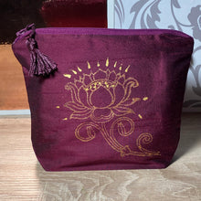 Load image into Gallery viewer, Lotus Flower Design Cosmetics Purse : Hand Printed Silk