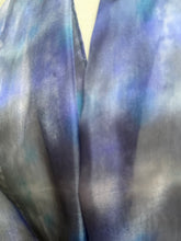 Load image into Gallery viewer, Hand Dyed Silk Small Neck Scarf in Grey Purple Turquoise by Designer Silk Artist