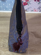 Load image into Gallery viewer, Vintage Silk Fabric Cosmetics Purse in Lilac Grey and Gold