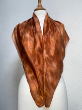 Load image into Gallery viewer, Hand Dyed Square Silk Scarf in Shades of Copper, Brown