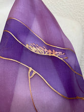 Load image into Gallery viewer, Poppies Design Hand Painted Silk Neck Scarf in Purple, Pink