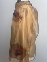 Load image into Gallery viewer, Poppies Design X Long Silk Scarf in Copper & Camel : Hand Painted Silk