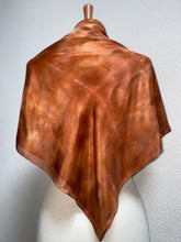 Load image into Gallery viewer, Hand Dyed Square Silk Scarf in Shades of Copper, Brown