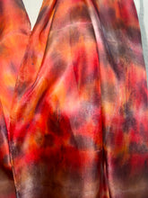 Load image into Gallery viewer, Hand Dyed Silk Neck Scarf in Cherry Red Grey Brown by Designer Silk Artist