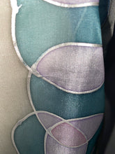 Load image into Gallery viewer, Bubbles Design Hand Painted Silk Neck Scarf in Grey Teal