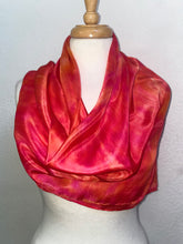 Load image into Gallery viewer, Hand Dyed Square Silk Scarf in Shades of Red