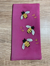 Load image into Gallery viewer, Bees Design Glasses Case in various colours Hand Painted Silk