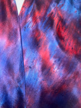 Load image into Gallery viewer, Hand Dyed Square Silk Scarf in Blues Dark Red