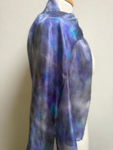 Load image into Gallery viewer, Hand Dyed Silk Small Neck Scarf in Grey Purple Turquoise by Designer Silk Artist