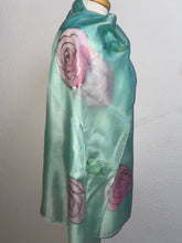Load image into Gallery viewer, Roses Design X Long Silk Scarf in Pink & Mint : Hand Painted Silk