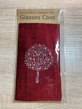 Load image into Gallery viewer, Tree of Life Design Glasses Case in various colours Hand Printed Silk