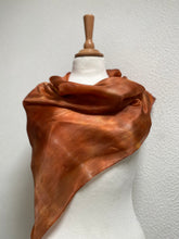 Load image into Gallery viewer, Hand Dyed Square Silk Scarf in Shades of Copper, Brown