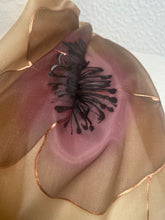 Load image into Gallery viewer, Poppies Design X Long Silk Scarf in Copper & Camel : Hand Painted Silk