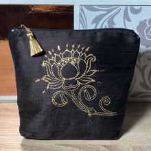 Load image into Gallery viewer, Lotus Flower Design Cosmetics Purse : Hand Printed Silk