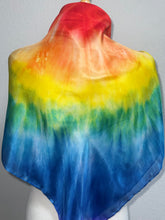 Load image into Gallery viewer, Hand Dyed Square Silk Scarf in Multicolour Rainbow