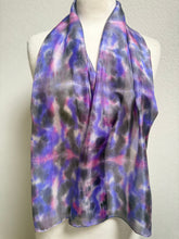 Load image into Gallery viewer, Hand Dyed Silk Small Neck Scarf in Lilac Grey Pink by Designer Silk Artist