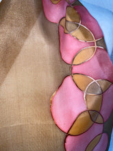 Load image into Gallery viewer, Bubbles Hand Painted Silk Neck Scarf in Brown Red Copper