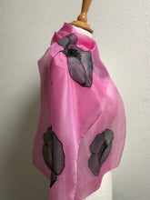 Load image into Gallery viewer, Poppy Noir Design Hand Painted Silk Neck Scarf in Pink, Black