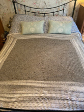 Load image into Gallery viewer, Snowdonia Hand Crochet Throw Blanket in Natural Shades of Greys Wool Acrylic Mix