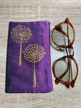 Load image into Gallery viewer, Dandelion Seed Heads Design Glasses Case in various colours Hand Printed Silk