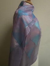 Load image into Gallery viewer, Flames Design Hand Painted Silk Neck Scarf in Lilac, Blue, Pink
