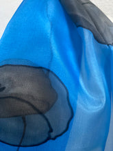 Load image into Gallery viewer, Poppy Noir Design Long Silk Scarf in Blue : Hand Painted Silk