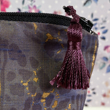 Load image into Gallery viewer, Vintage Silk Fabric Cosmetics Purse in Lilac Grey and Gold