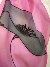 Load image into Gallery viewer, Poppy Noir Design Hand Painted Silk Neck Scarf in Pink, Black