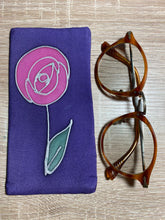 Load image into Gallery viewer, Macrose Design Glasses Case in purple or green Hand Painted Silk