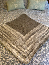 Load image into Gallery viewer, Snowdonia Hand Crochet Throw Blanket in Natural Shades of Greys Wool Acrylic Mix