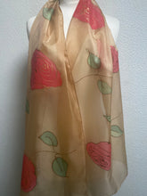 Load image into Gallery viewer, Roses Design X Long Silk Scarf in Camel & Red : Hand Painted Silk
