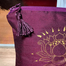 Load image into Gallery viewer, Lotus Flower Design Cosmetics Purse : Hand Printed Silk