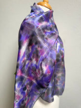 Load image into Gallery viewer, Hand Dyed Silk Small Neck Scarf in Lilac Grey Pink by Designer Silk Artist