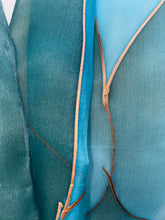 Load image into Gallery viewer, Flames Design Hand Painted Silk Neck Scarf in Green Teal Turquoise