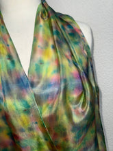 Load image into Gallery viewer, Hand Dyed Silk Neck Scarf in Cottage Garden Colours by Designer Silk Artist