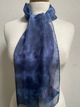 Load image into Gallery viewer, Hand Dyed Silk Neck Scarf in Charcoal Grey Light Blue Grey