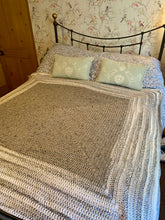 Load image into Gallery viewer, Snowdonia Hand Crochet Throw Blanket in Natural Shades of Greys Wool Acrylic Mix