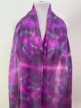 Load image into Gallery viewer, Hand Dyed Long Silk Scarf in Orchid, Grey, Purple
