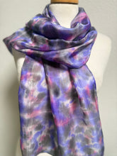 Load image into Gallery viewer, Hand Dyed Silk Small Neck Scarf in Lilac Grey Pink by Designer Silk Artist