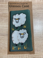 Load image into Gallery viewer, Sheep Design Glasses Case  in blue or green Hand Painted Silk