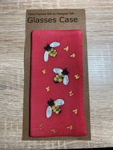 Load image into Gallery viewer, Bees Design Glasses Case in various colours Hand Painted Silk
