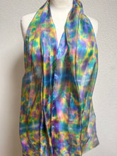 Load image into Gallery viewer, Hand Dyed Long Silk Scarf in Cottage Garden Colours by Designer Silk Artist