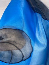 Load image into Gallery viewer, Poppy Noir Design Long Silk Scarf in Blue : Hand Painted Silk