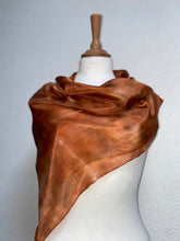 Load image into Gallery viewer, Hand Dyed Square Silk Scarf in Shades of Copper, Brown