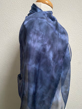 Load image into Gallery viewer, Hand Dyed Silk Neck Scarf in Charcoal Grey Light Blue Grey