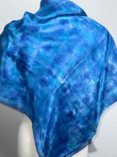 Load image into Gallery viewer, Hand Dyed Square Silk Scarf in Blue Cobalt Azure Ultramarine