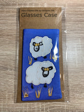 Load image into Gallery viewer, Sheep Design Glasses Case  in blue or green Hand Painted Silk